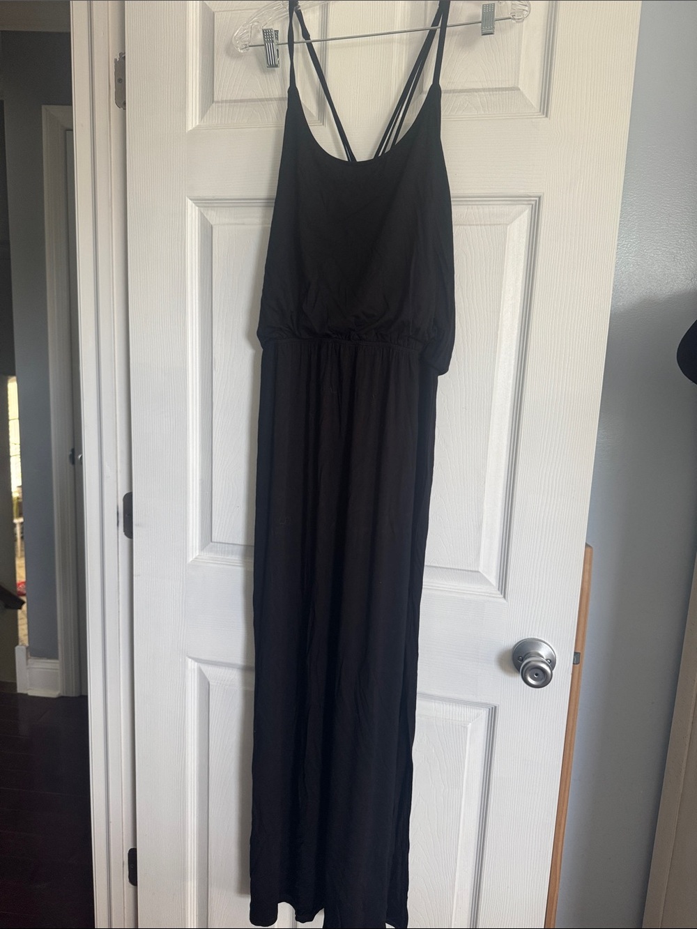 Sleeveless Black Maxi Dress with Double Straps